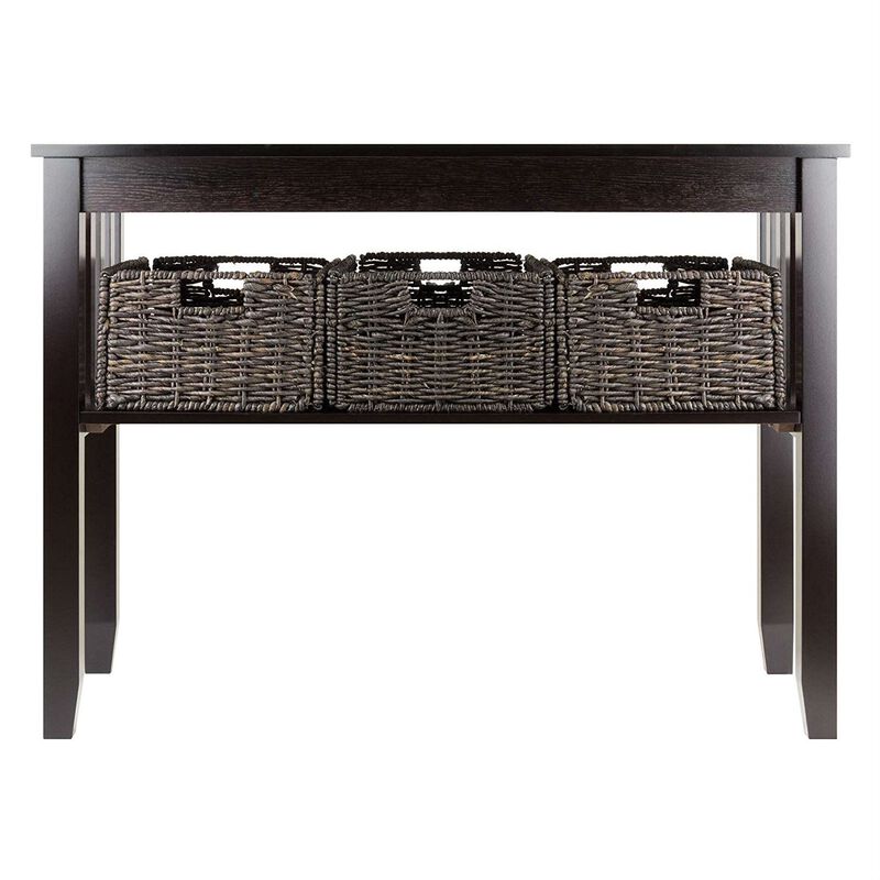 2-Tier Console Table for Entryway Hall with 3 Storage Baskets – Elegant Storage Solution