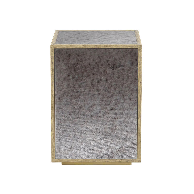HomeRoots 22" Silver and Gold Mirrored Glass and Wood Block End Table image number 0