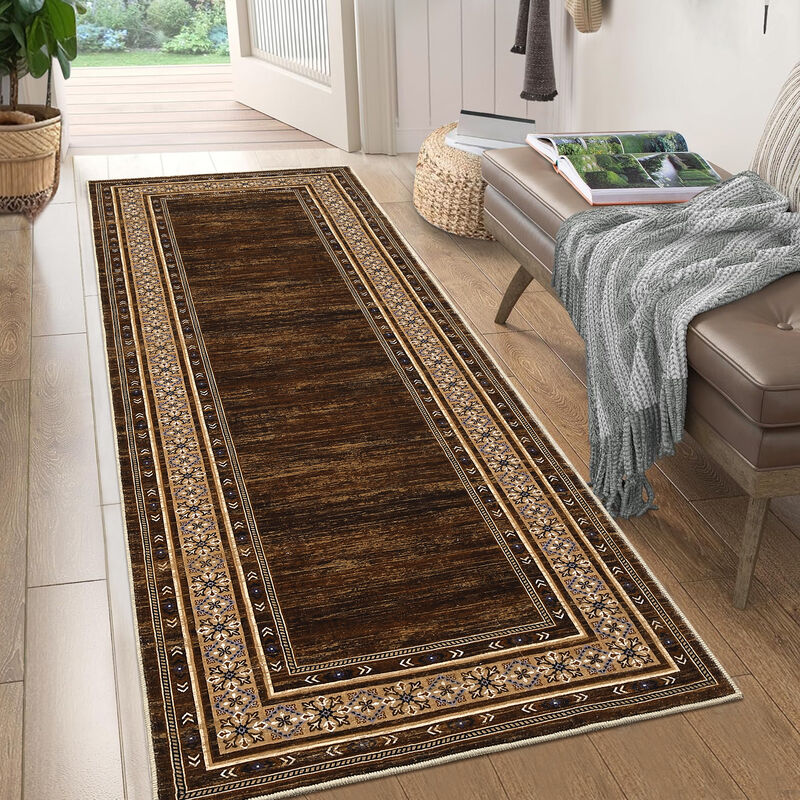 2x6 FT Modern Washable Runner Rug Non Slip Bordered Solid Area Rugs Washable Kitchen Mats Bedside Rug image number 2