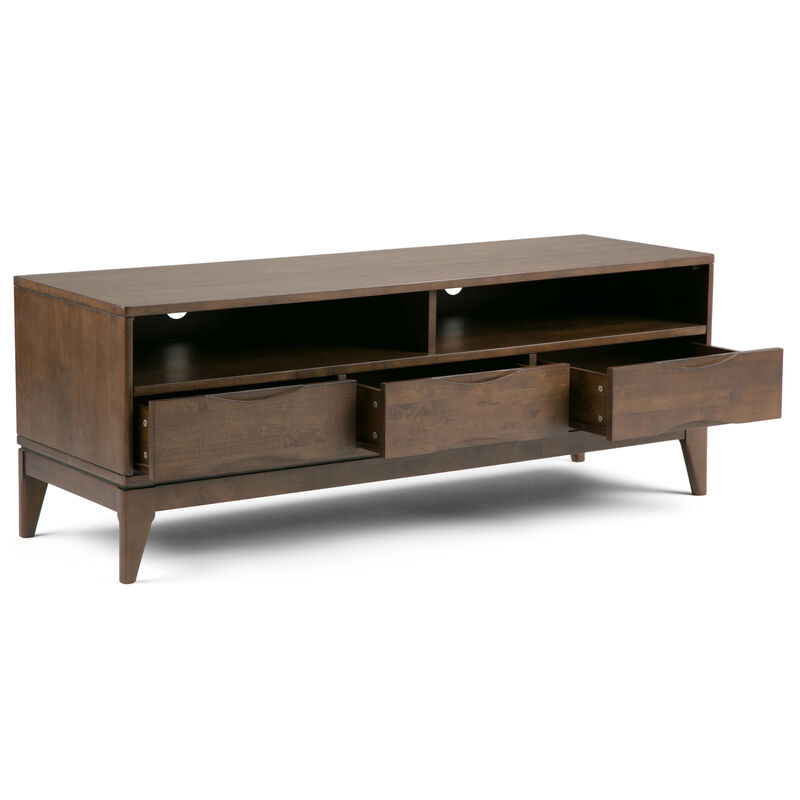 Harper SOLID HARDWOOD 60 inch Wide Mid Century Modern TV Media Stand in Walnut Brown For TVs up to 65 inches
