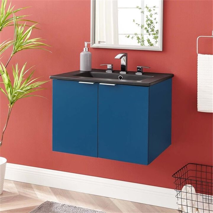 Modway Maybelle Bathroom, 24" Wall-Mount Vanity, Navy Black