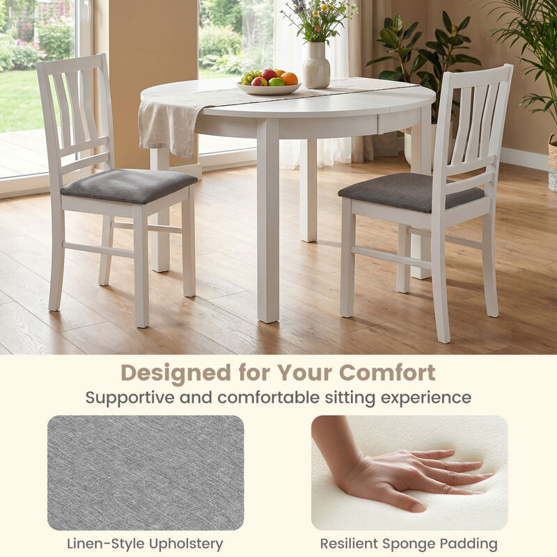 Set of 4 Fabric Upholstered Dining Chairs with Wood Frame for Kitchen and Dining Area-White image number 4