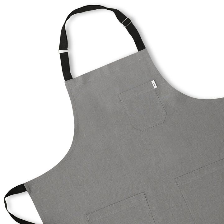 Solino Home 100% Pure Linen Apron - Linen Midi Bistro Apron