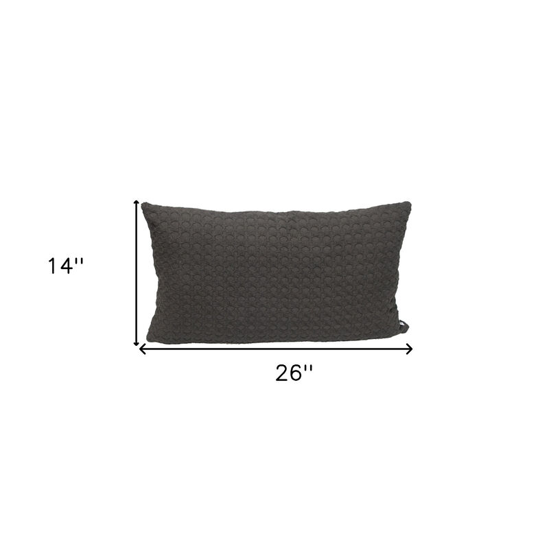 HomeRoots 14" X 26" Dark Gray Cotton Lumbar Throw Pillow with Texture image number 3