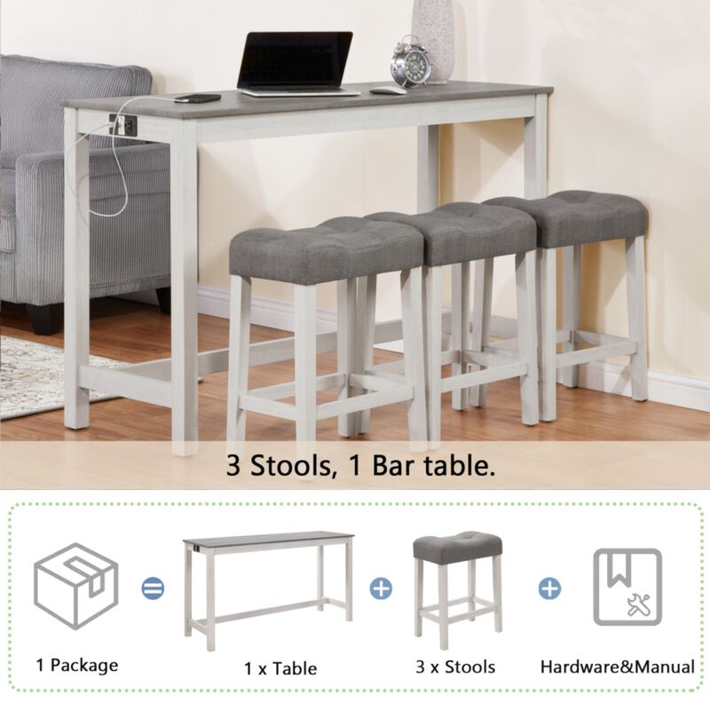 Kepfuf 4‑Piece Farmhouse Bar Table Set image number 8