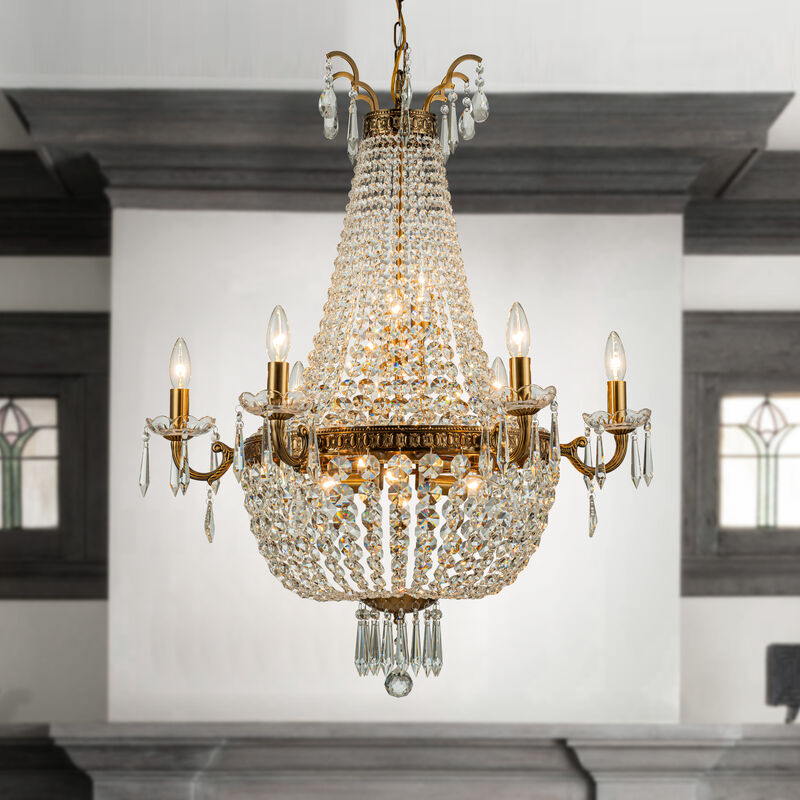 Classic Elegance 12-Light Antique Bronze Empire Crystal Chandelier image number 1