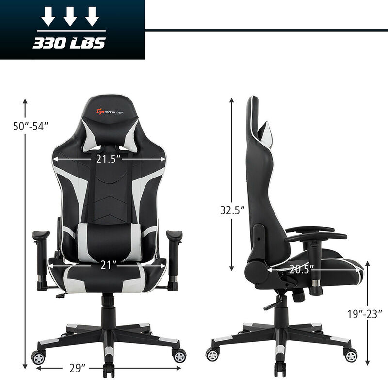 Goplus Massage Gaming Chair Reclining Swivel Racing Office Chair w/Lumbar Support Blue