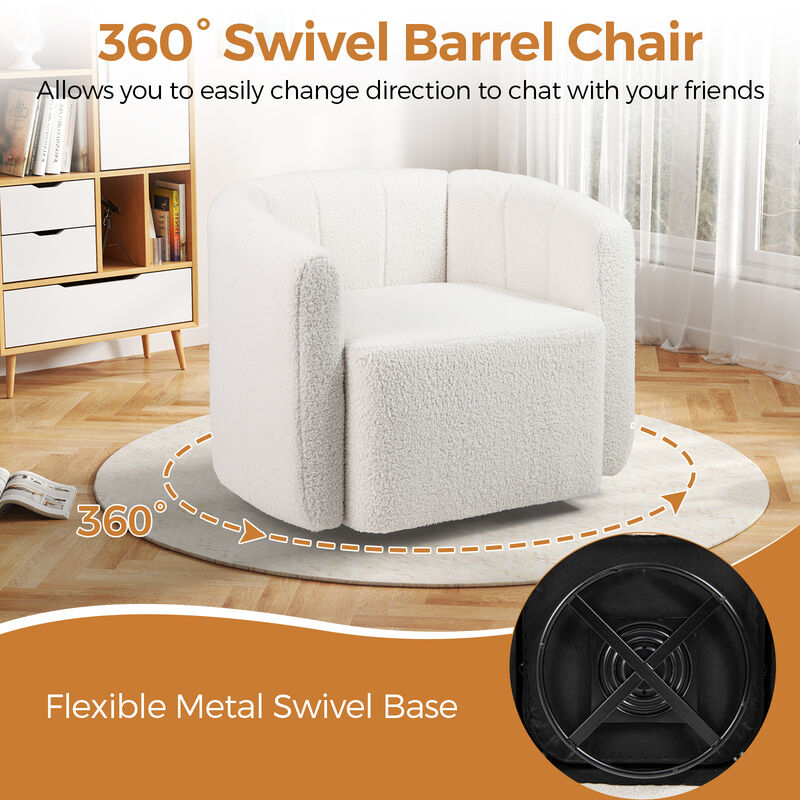 Modern Upholstered Sherpa Accent Chair with Curved Backrest and Armrests