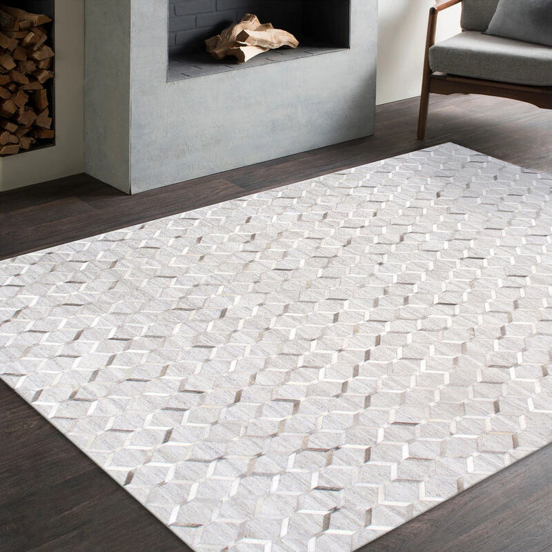 Pasargad Home Galaxy Cowhide& Sari Silk Area Rug image number 5