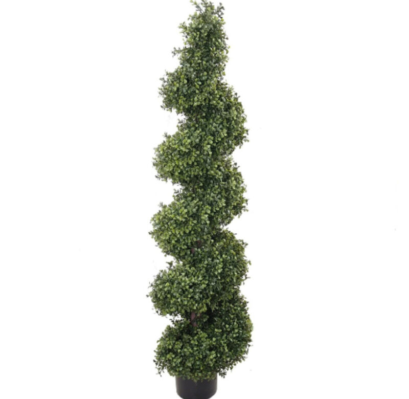 Elegant 5-Foot Boxwood Wide Spiral Topiary - Lifelike Artificial Greenery, UV-Resistant for Indoor/Outdoor Décor - Easy-to-Maintain, Top-Rated in Faux Topiary Plants