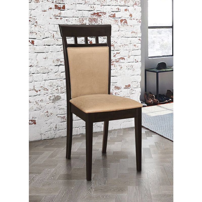 Simple Relax Set of 2 Upholstered Back Side Chairs Cappuccino and Tan image number 4