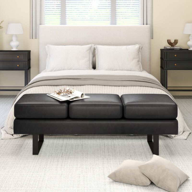 Hivvago Waiting Room Bench Seating Long Bench with Metal Frame Leg