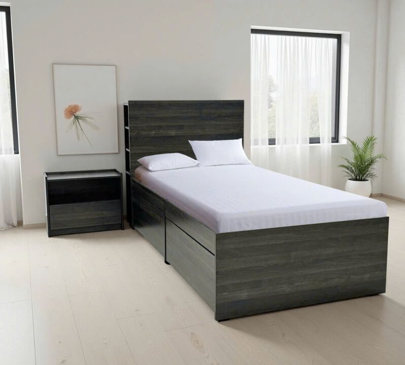 Robin Twin Storage Bed in Dark Gray