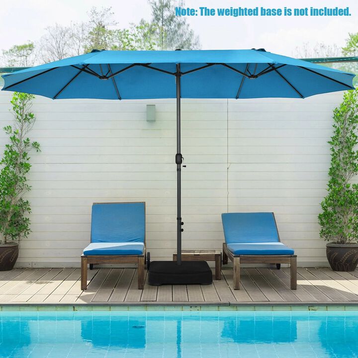 Mondawe 15 Feet Patio Double-Sided Umbrella with Hand-Crank System