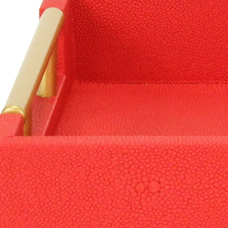 16" Handmade Wood and Faux Shagreen Serving Tray – Durable Tray with Handles for Kitchen and Home Décor