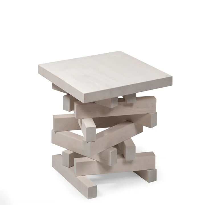 Scandinavian Style Design Premium Whitewash Modern Hardwood End Table, Coffee Table