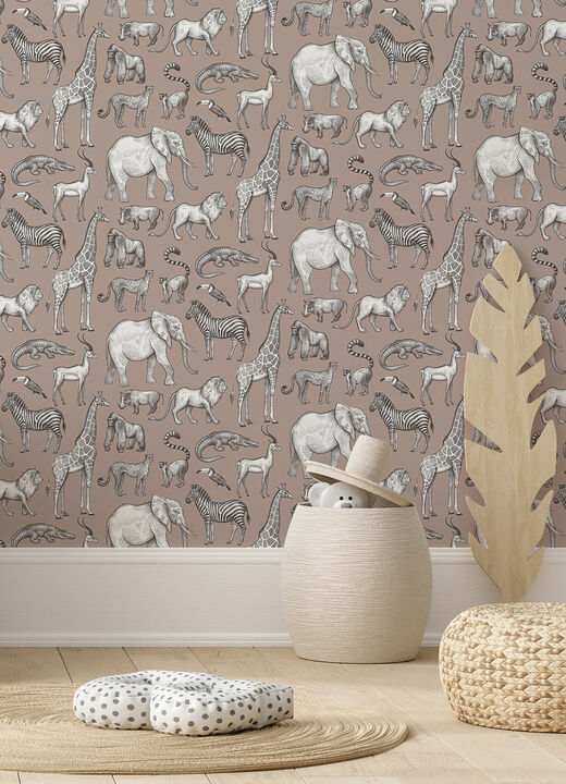 Kenji Light Brown Safari Wallpaper
