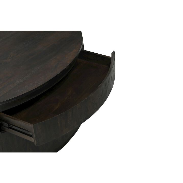 Flagstaff 48 Round Cocktail Table in Barista Brown with 2-Drawers