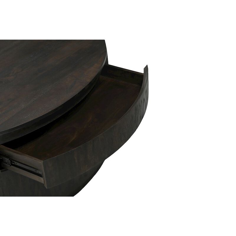 Flagstaff 48 Round Cocktail Table in Barista Brown with 2-Drawers