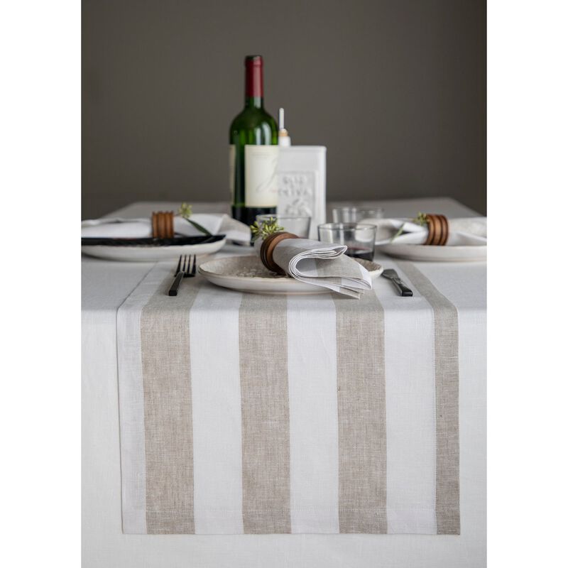 Solino Home 100% Pure Linen Table Runner - Cabana Stripe