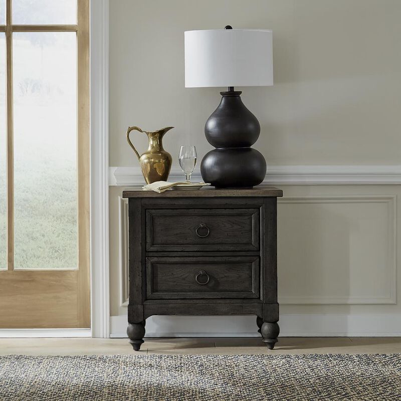Liberty Furniture 2 Drawer Night Stand w/ Charging Station - Black Traditional Multi image number 1