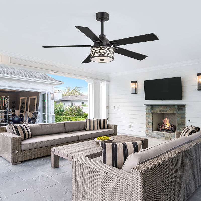 Breezary 52" Ceiling Fan with Lights, 2 E26 Bulbs Required,Remote, 6 Speeds image number 9