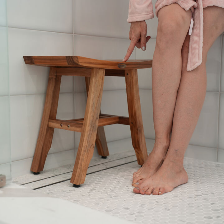 EcoDecors 18 Inch Satori Natural Teak Waterproof Teak Wood Shower Bench
