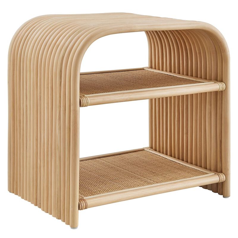 Eve Curved Natural Rattan Side Table image number 0