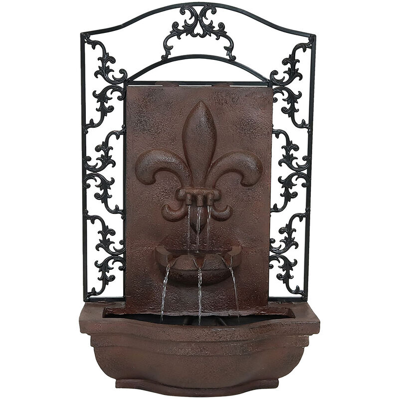 Sunnydaze French Lily Polystone Outdoor Solar Wall Fountain