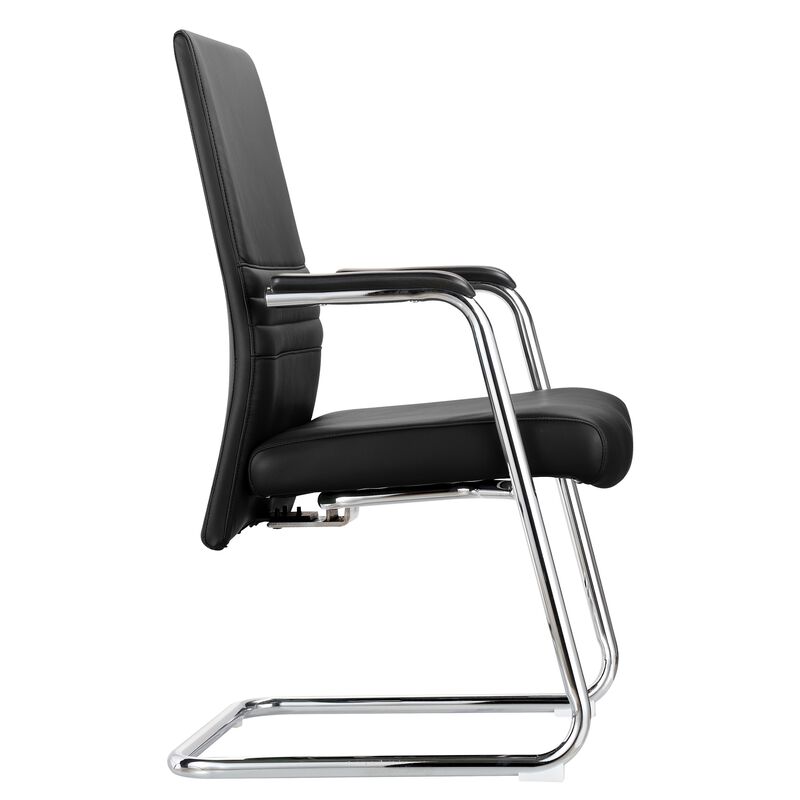 LeisureMod Aleen Mid-Century Modern Office Chair with Upholstered Seat and Metal Armrest