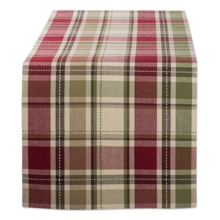 108" Red and Green Plaid Table Runner