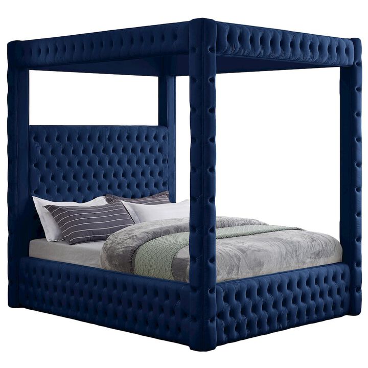 Meridian Furniture Royal Navy Velvet King Bed