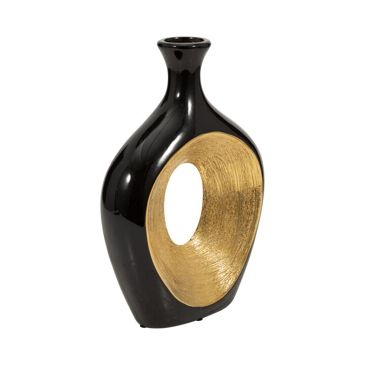 13" 2-Tone Ceramic Oval Vase
