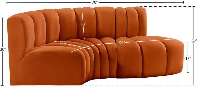 Meridian Furniture Arc Cognac Velvet Modular Sofa