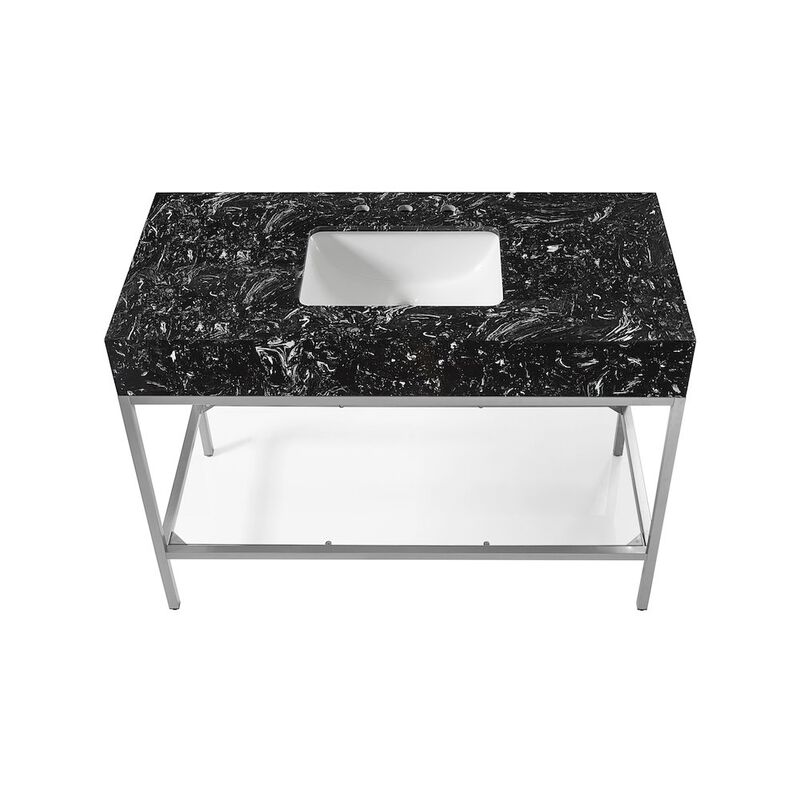 Meridian Furniture Marmo Black Engineered Marble Bathroom Vanity