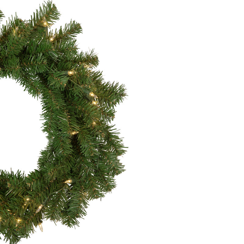 Deluxe Dorchester Pine Artificial Christmas Wreath  18-Inch  Clear Lights
