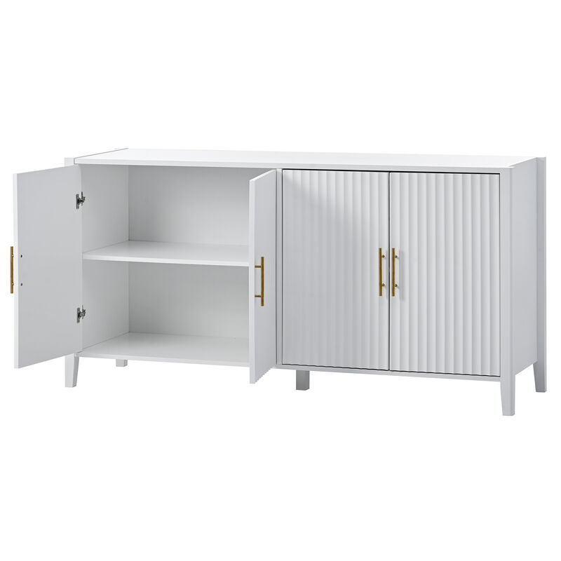 Fambep Modern Wavy-Slatted Storage Sideboard image number 7