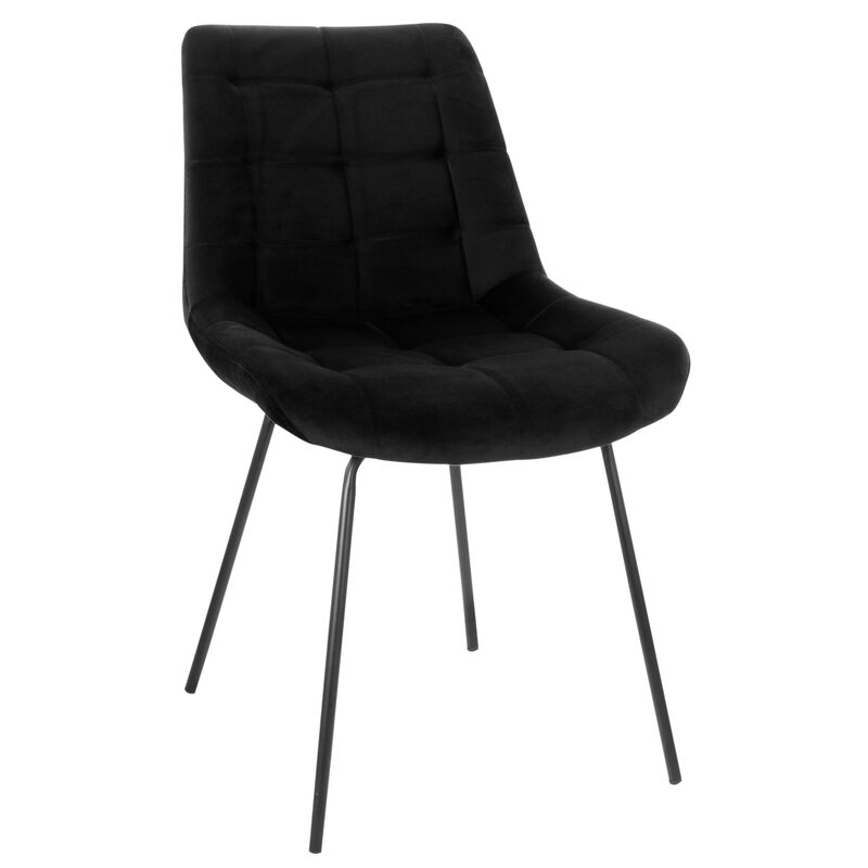 Elama 2 Piece Tufted Chair in Black with Metal Legs