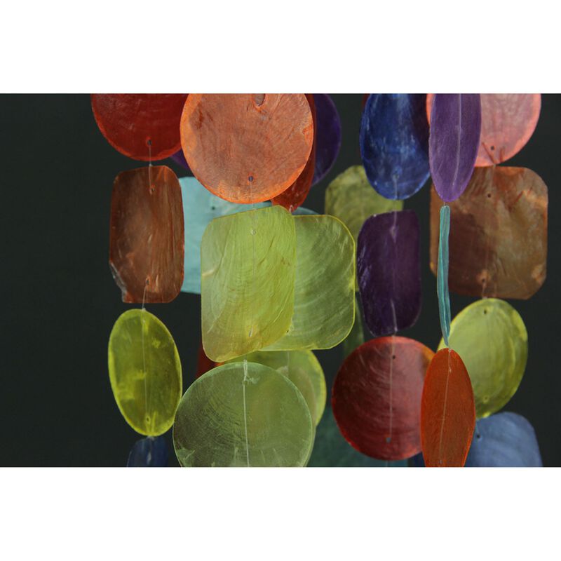 Multicolor Dyed Capiz Shell 26 Inch Long Wind Chime Garden Patio Yard image number 2