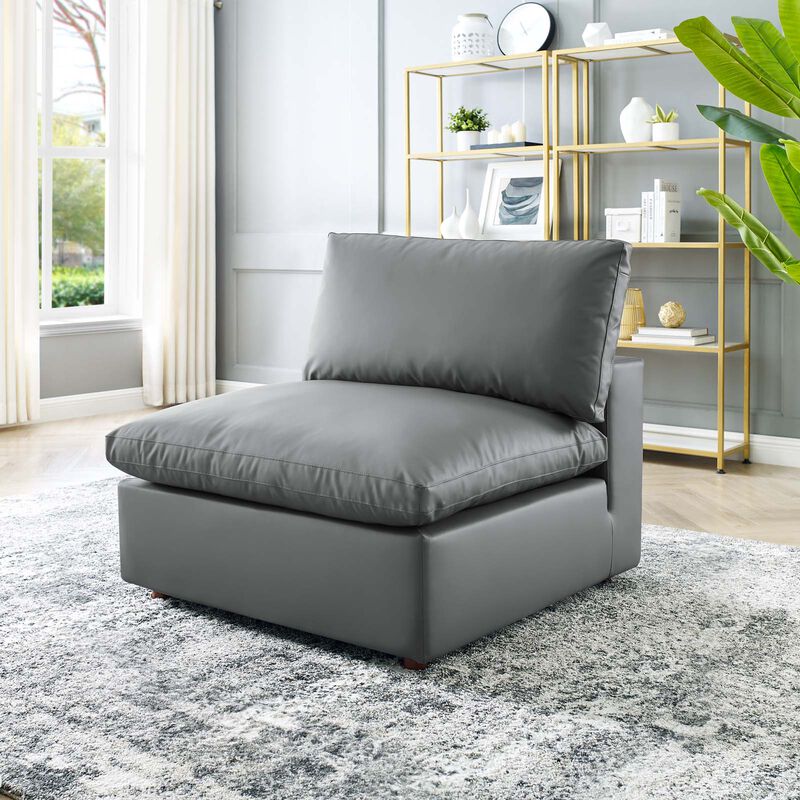 Commix Down Filled Overstuffed Vegan Leather Armless Chair image number 1