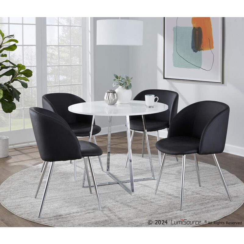 LumiSource Chrome Metal, White MDF Canary Cosmo Dining Table