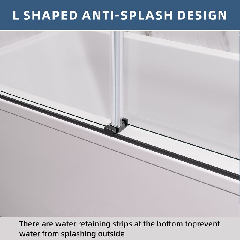 60x60 Shower Door with Assembly Template, Frameless Design and Silent Rollers