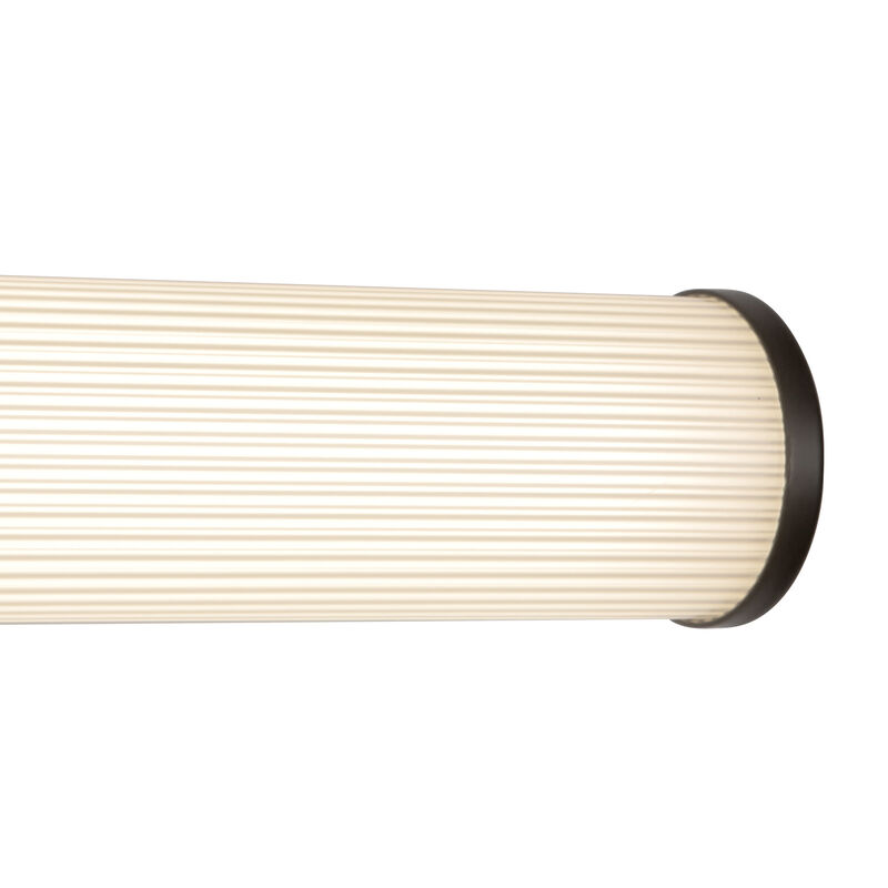 Vire 24-in Black Damp-Rated Dimmable LED Wall/Vanity Light with Ribbed Opal Diffuser image number 5