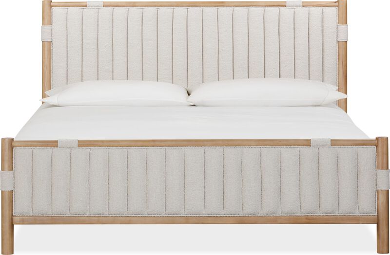 Furano California King-size Upholstered Panel Bed in Ginger and Brun Boucle