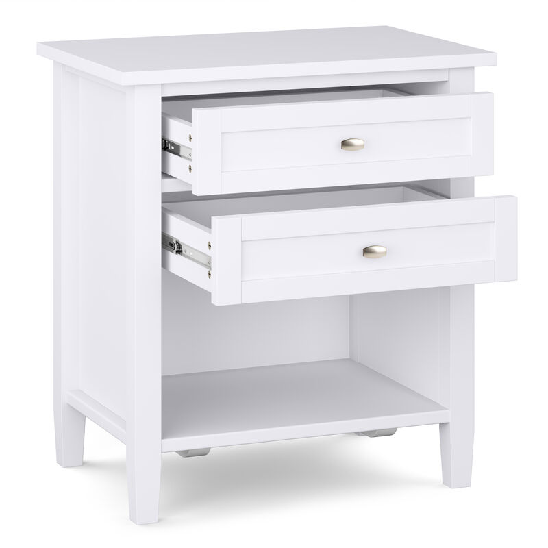 Warm Shaker SOLID WOOD 24 inch Wide Transitional Bedside Nightstand Table in White
