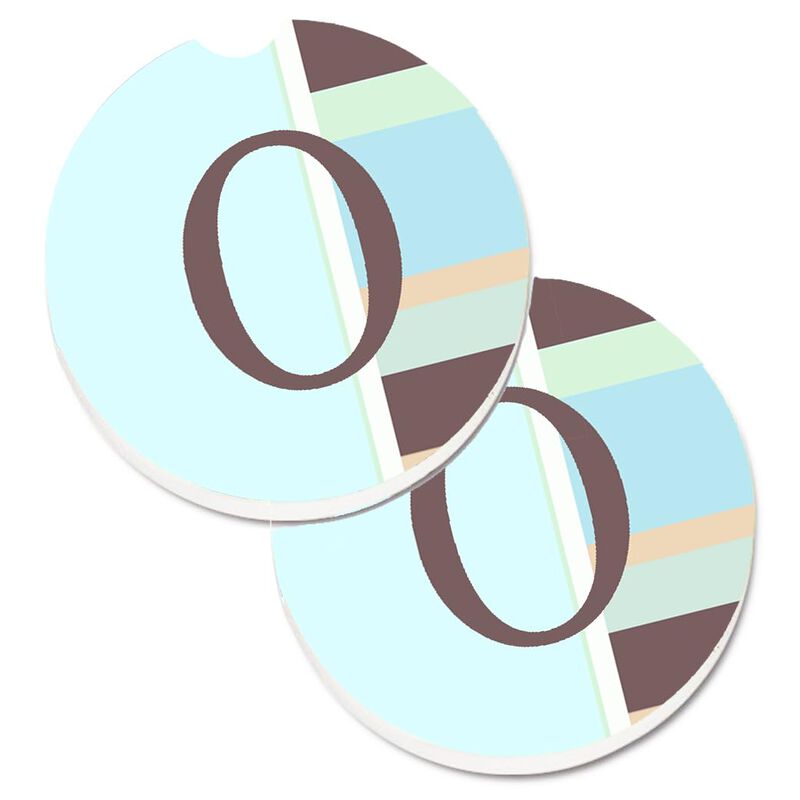 Caroline's Treasures Letter O Initial Monogram - Blue Stripes Set of 2 Cup Holder Car Coasters CJ1003-OCARC, 2.56, Multicolor