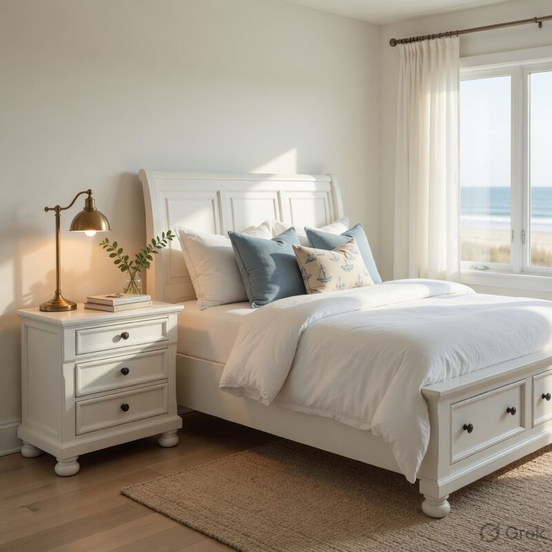 Queen Size Bedroom Set, White Finish, Storage Bed with Drawers, 2-Piece Set with Bed and Nightstand image number 8