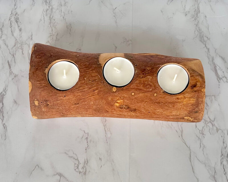 Olive Wood 3-Candle Holder image number 5