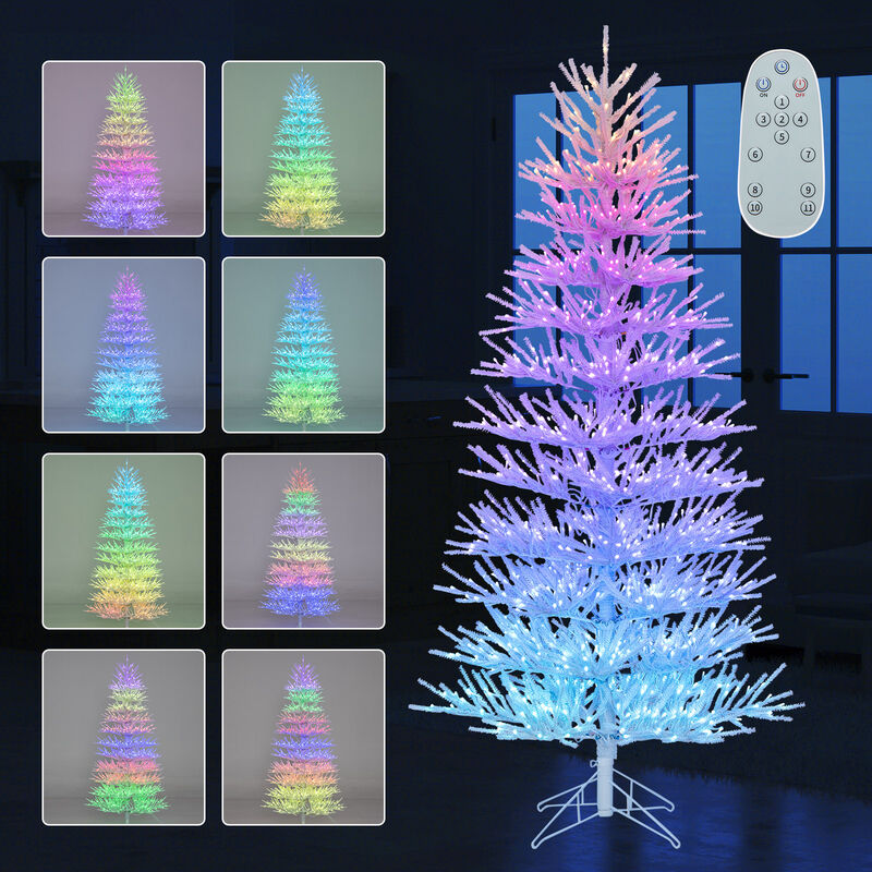 Artificial Pre-lit Christmas Tree Hinged Xmas Tree with Coral-like Branch Tips