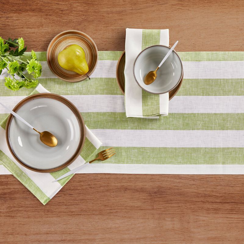Solino Home Cabana Stripe 100% Linen Table Runner &ndash; Handcrafted, Machine Washable, Perfect for Holiday and Everyday Dining